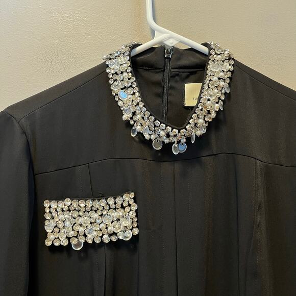 Tuckernuck Black Hoyt Embellished Dress Large Crystal Beading Modern‎ Classic - Picture 2 of 10